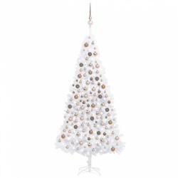 vidaXL Fehér megvilágított műkarácsonyfa gömb szettel LED-del 300 cm (3077837)