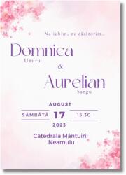 Personal Invitație de nuntă - Flori roz Selectați cantitatea: 11 buc - 30 buc
