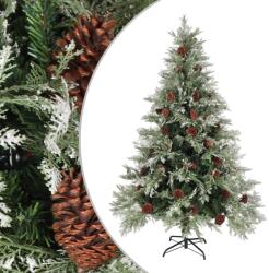  Brad de crăciun cu conuri de pin, verde/alb, 150 cm, pvc&pe (340534)