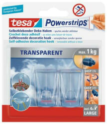 tesa Műanyag akasztó ragasztócsíkkal, TESA Powerstrips® , átlátszó (TE58813) (58813-00000-00/00000-20)
