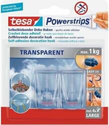 tesa Powerstrips Átlátszó műanyag akasztó ragasztócsíkkal 2 db/csomag (58813-00000-00)