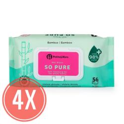 Petite&Mars SO PURE bambuszból készült biológiailag lebomló nedves törlőkendő 4x56 db