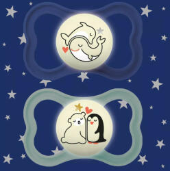 MAM Supreme nyugtató éjszakai cumi dupla - 6h+ (2023) - Pingvin és Delfin - baby-life