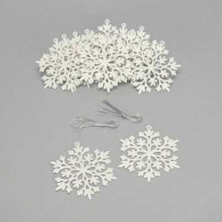  Ornament de fulg de zăpadă cu paiete albe 12 buc / pachet (7408FEH)