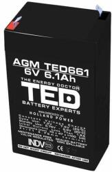 Ted electric Оловна Батерия TED ELECTRIC, 6V, 6.1Ah, 70/ 47/ 100 mm, AGM (TED-6V-4.5-AGM) - Allstore