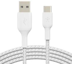 Belkin Cablu Belkin BOOST CHARGE USB-A catre USB-C, impletit, 3M, Alb (CAB002bt3MWH)