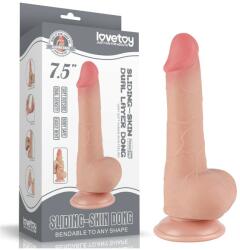 Lovetoy Dildo Realist Sliding-Skin, Ventuza Detasabila, TPE, Natural, 19.5 cm Dildo