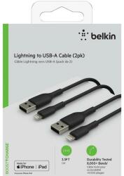 Belkin Cablu Belkin BOOST CHARGE USB-A catre Lightning, PVC, 1M (Pachet de 2 bucati), Negru (CAA001bt1MBK2PK)