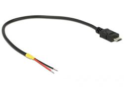 Delock Raspberry Pi USB-B 2.0 micro -> nyitott vezeték Male tápkábel 0.2m fekete (85541) (85541)
