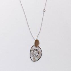  Toscana Ezüst Nyaklánc - Mattított Medállal - 60/48/44 cm