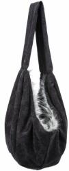 Puha elülső táska - gondola belső szőrmével, 22 x20 x 60 cm, fekete/szürke (5 kg-ig terjedő kapacitás)