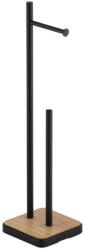 Erga Saga, WC papír tartó tálcával 18x18x68 cm, fekete matt-barna, ERG-YKA-P. SAGA (ERG-YKA-P.SAGA)