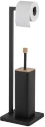 Erga Saki, WC-papír és WC-kefe tartó 20x20x65 cm, fekete matt-barna, ERG-YKA-PD. SAKI-BLK (ERG-YKA-PD.SAKI-BLK)