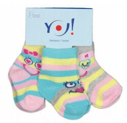 Yo! Baby pamut zokni 3db-os 6-9 hó - színes csíkos - babyshopkaposvar