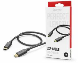 Hama USB Type-C - USB Type-C adat- és töltőkábel 1 m-es vezetékkel - HAMA FIC E3USB-C Cable - fek