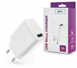 Setty USB hálózati töltő adapter - Setty USB Wall Charger - 5V/3A - fehér - akcioswebaruhaz