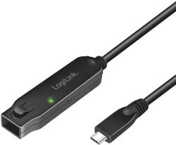 LogiLink USB 3.2 Gen2 kábel, USB-C/M-USB-C/F, erősítő, fekete, 5 m (UA0418)