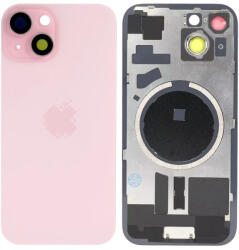 Apple iPhone 15 - Hátsó üveg + Kamera lencse + Fémlemez + Magsafe mágnes (Pink), Pink