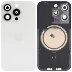 Apple iPhone 15 Pro - Hátsó üveg + Kamera lencse + Fémlemez + Magsafe mágnes (White Titanium)