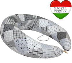 Scamp formázott gombosvégű párna pamut huzattal/Szürke patchwork () (SZPG016)