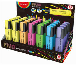 Keyroad Szövegkiemelő vágott hegyű, lapos test, 28 db/display, Keyroad Fluo neon színek (KR972171) - bestoffice