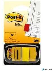 3M POSTIT Jelölőcímke, műanyag, 50 lap, 25x43 mm, 3M POSTIT, sárga (7100102671)
