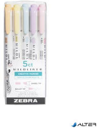 Zebra Szövegkiemelő készlet, 1, 4/4 mm, kétvégű, ZEBRA "Mildliner Highlighter Gentle", 5 különböző szín (78705) - alter