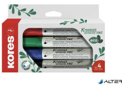 Kores Tábla- és flipchart marker készlet, 3-5 mm, vágott, KORES 'ECO K-Marker XW2', 4 különböző szín (20744)