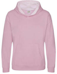 Just Hoods Gyerek kapucnis pulóver kontrasztos színű kapucni béléssel AWJH003J, Baby Pink/Arctic White-3/4 (awjh003jbbp-wh-3-4)