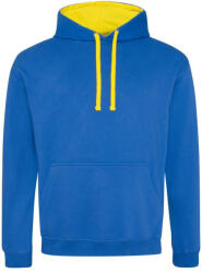 Just Hoods Uniszex kapucnis pulóver kontrasztos színű kapucni béléssel AWJH003, Royal Blue/Sun Yellow-XL (awjh003ro-sye-xl)
