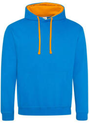 Just Hoods Uniszex kapucnis pulóver kontrasztos színű kapucni béléssel AWJH003, Sapphire Blue/Orange Crush-XL (awjh003shb-orc-xl)