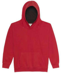 Just Hoods Gyerek kapucnis pulóver kontrasztos színű kapucni béléssel AWJH003J, Fire Red/Jet Black-3/4 (awjh003jfr-jb-3-4)