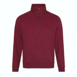 Just Hoods Uniszex 1/4 cipzáras galléros pulóver AWJH046, Burgundy-S (awjh046bu-s)