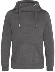 Just Hoods Uniszex keresztbe vart nyakú, vastag kapucnis pulóver AWJH021, Charcoal-XS (awjh021ch-xs)