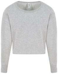 Just Hoods Női rövid fazonú környakas pulóver AWJH035, Heather Grey-XXS (awjh035hgr-xxs)