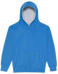 Just Hoods Gyerek kapucnis pulóver kontrasztos színű kapucni béléssel AWJH003J, Sapphire Blue/Heather Grey-7/8 (awjh003jshb-hgr-7-8)