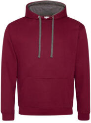 Just Hoods Uniszex kapucnis pulóver kontrasztos színű kapucni béléssel AWJH003, Burgundy/Charcoal-XL (awjh003bu-ch-xl)