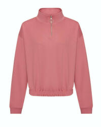 Just Hoods Női 1/4 cipzáras galléros pulóver AWJH037, Dusty Rose-XL (awjh037dur-xl)