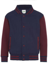 Just Hoods patenttal záródó vastag gyerek pulóver AWJH043J, Oxford Navy/Burgundy-3/4 (awjh043joxn-bu-3-4)
