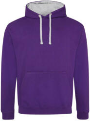 Just Hoods Uniszex kapucnis pulóver kontrasztos színű kapucni béléssel AWJH003, Purple/Heather Grey-2XL (awjh003pu-hgr-2xl)