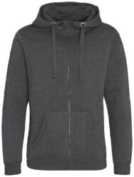 Just Hoods Uniszex vastag cipzáros kapucnis pulóver osztott kenguruzsebbel AWJH150, Charcoal-XS (awjh150ch-xs)