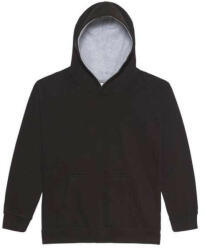 Just Hoods Gyerek kapucnis pulóver kontrasztos színű kapucni béléssel AWJH003J, Jet Black/Heather Grey-9/11 (awjh003jjb-hgr-9-11)