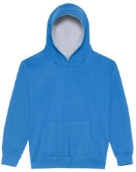 Just Hoods Gyerek kapucnis pulóver kontrasztos színű kapucni béléssel AWJH003J, Sapphire Blue/Heather Grey-12/13 (awjh003jshb-hgr-12-13)