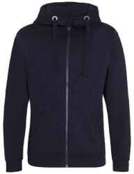 Just Hoods Uniszex vastag cipzáros kapucnis pulóver osztott kenguruzsebbel AWJH150, New French Navy-L (awjh150nfrnv-l)