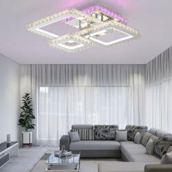 Elit'S Lustra LED Cu Telecomanda, Elit's, Cristal, 3 Patrate, Alb, 80W RGB (LS 7965-3 d m)