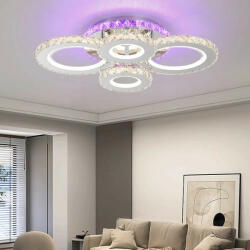 Elit'S Lustra LED Cu Telecomanda, Cristal, 4 cercuri, Cromat , 140W, RGB, (LS 2875 -4 meil)