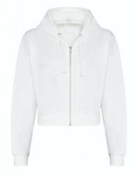 Just Hoods hasig érő cipzáros kapucnis Női pulóver AWJH065, Arctic White-XS (awjh065awh-xs)