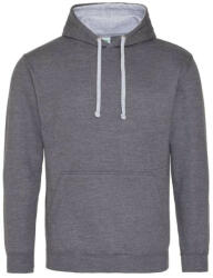 Just Hoods Uniszex kapucnis pulóver kontrasztos színű kapucni béléssel AWJH003, Charcoal/Heather Grey-XL (awjh003ch-hgr-xl)