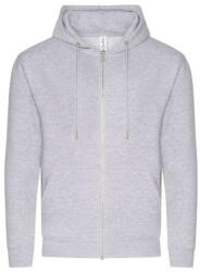 Just Hoods Uniszex organikus kapucnis cipzáras pulóver AWJH250, Heather Grey-XS (awjh250hgr-xs)