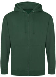 Just Hoods cipzáros kapucnis férfi pulóver AWJH050, Bottle Green-L (awjh050bg-l)